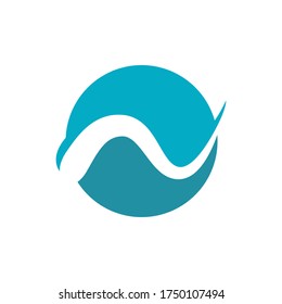 Wave Ocean Island Simple Unique Icon Symbol Logo For Business. Vector Isolated.