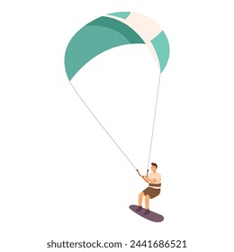 Wave ocean kitesurfing icon cartoon vector. Ocean skill sport. Extreme equipment