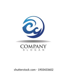 Wave ocean logo design image element vector illustration icon nature