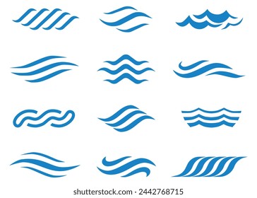 Wave Ocean Logo Illustration. Wave Ocean Logo Element. Wave Ocean Vector.