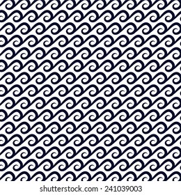 Wave, ocean, retro pattern. Vector illustration.