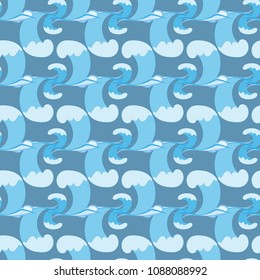Wave ocean seamless pattern. Illustration of wavy line sea background. Modern stylish abstract texture. Design colorful template ornament for, fabric, tile, wallpaper, wrapping. Vector illustration