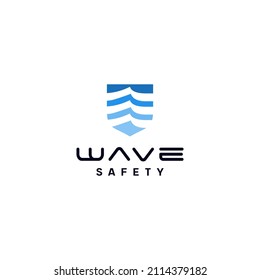 Wave ocean shield security logo design Premium