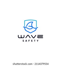 Wave ocean shield security logo design Premium