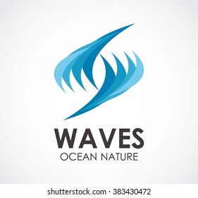 Wave ocean of water curve abstract vector and logo design or template nature sea business icon of company identity symbol concept