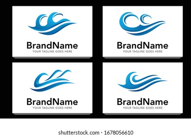 wave ocean water logo icon vector template with gradient color collection 