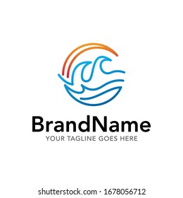 wave ocean water logo icon vector template with gradient color collection 
