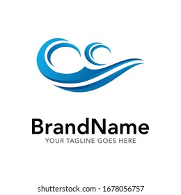 wave ocean water logo icon vector template with blue gradient color collection 