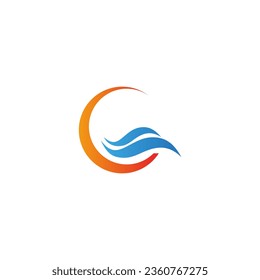 Wave ocean water sign logo vector image
