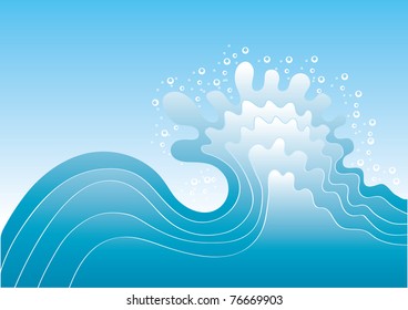 Wave in ocean.Water nature background with sun.