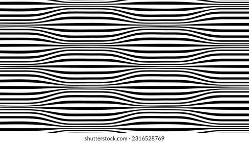 Ola de ilusión óptica. Fondo de líneas distorsionadas. Concepto gráfico para su diseño.
