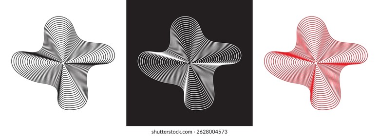 Wave Organic Shape Abstract Lines.  Sound Wave Pattern. Music Pulse Effect icon. Vector illustration. isolated on white and black background. EPS 10