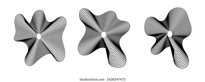 Wave Organic Shape Abstract Lines. Vector Ripple Circles - Sound Wave Pattern. Music Pulse Effect in eps 10.