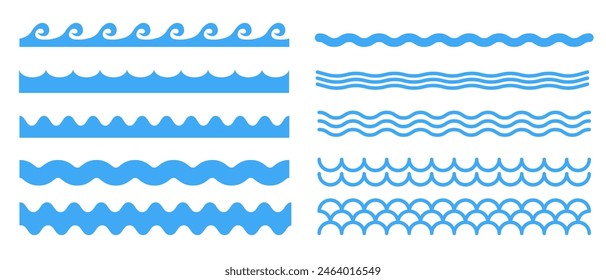 Wave ornament pattern. Waves line set. Set of wavy zigzag lines. Wave thin line background. Vector zigzag and wavy  horizontal underline. Vector illustration 