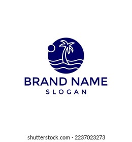 wave palm logo design vector  template