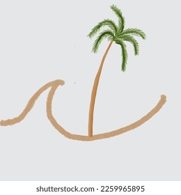 wave and palm tree like in the ocean