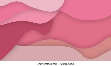 Wave paper cut texture pink color background