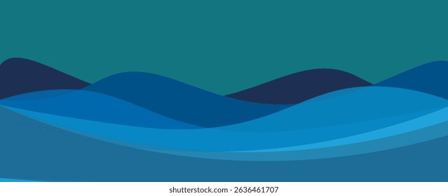 Wave papercut abstract teal background. Vector illustration for your graphic design