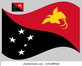 Wave Papua New Guinea Flag Vector.