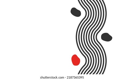 Wave Parallel Lines And Circles, Meditation Zen Garden Top View Or Life Balance Vector Illustration