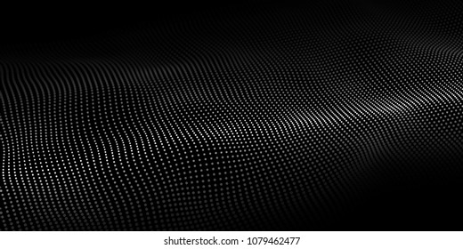 Wave of particles. Abstract background with a dynamic wave. Big data. Vector illustration.