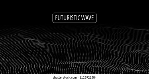 Wave of particles. Abstract background with a dynamic wave. Big data. Vector illustration.