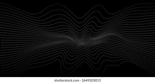 Onda de partículas. Fundo abstrato com uma onda dinâmica. Big data. Ilustração vetorial.