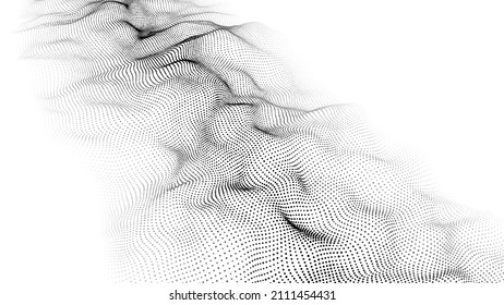 A wave of particles. Abstract light background with dynamic wave. The concept of technological background. Big data. Vector illustration.