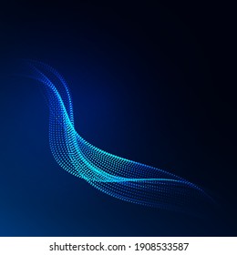 
Wave of particles Abstract technology background Beautiful wave shape array of glowing dots.