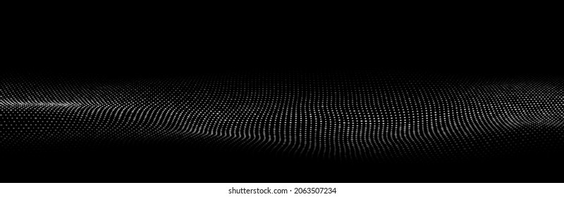 Wave of particles. Digital wave background concept. Abstract technology background. Big data visualization. Vector illustration.