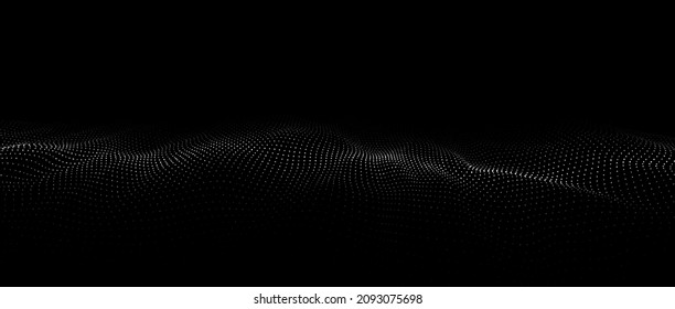 Wave of particles. Digital wave background concept. Abstract technology background. Big data visualization. Vector illustration.