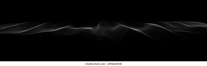 Wave of particles. Digital wave background concept. Abstract technology background. Big data visualization. Vector illustration.