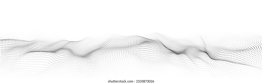 Wave of particles. Digital wave background concept. Abstract technology background. Big data visualization. Vector illustration.