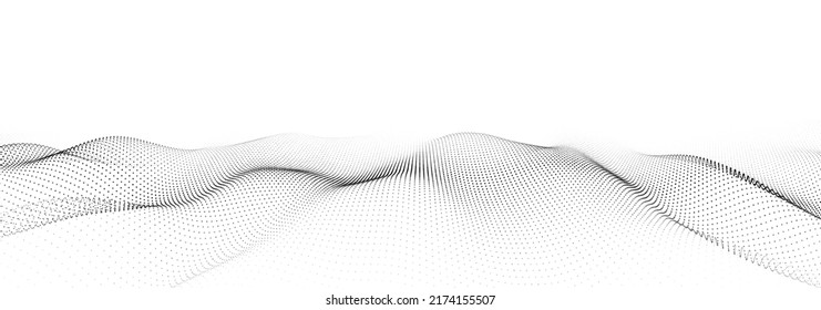 Wave of particles. Digital wave background concept. Abstract technology background. Big data visualization. Vector illustration.