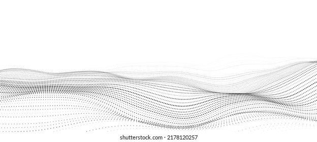 Wave of particles. Digital wave background concept. Abstract technology background. Big data visualization. Vector illustration.