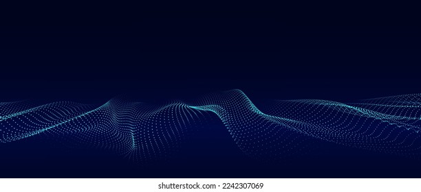 Wave of particles. Digital wave background concept. Abstract technology background. Big data visualization. Vector illustration.