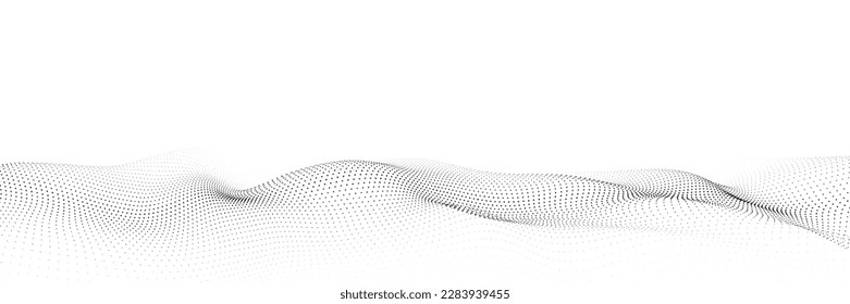 Wave of particles. Digital wave background concept. Abstract technology background. Big data visualization. Vector illustration.