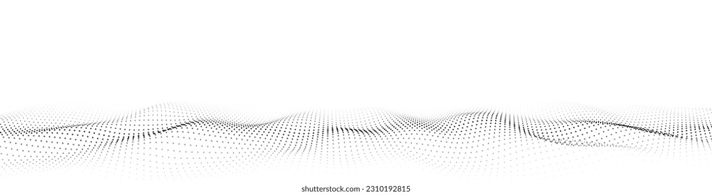 Wave of particles. Digital wave background concept. Abstract technology background. Big data visualization. Vector illustration.