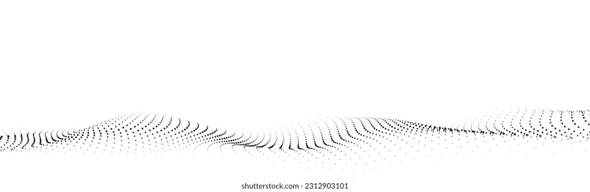 Wave of particles. Digital wave background concept. Abstract technology background. Big data visualization. Vector illustration.