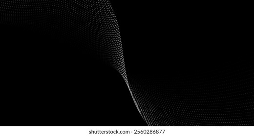 Wave of particles. Digital wave background concept. Abstract technology background. Big data visualization.