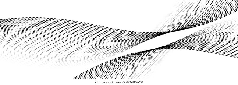 Wave of particles. Digital wave background concept. Abstract technology background. Big data visualization. Vector illustration.