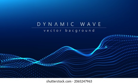 Wave of particles. Dynamic wave. Futuristic point wave. Big data technology background .Vector illustration