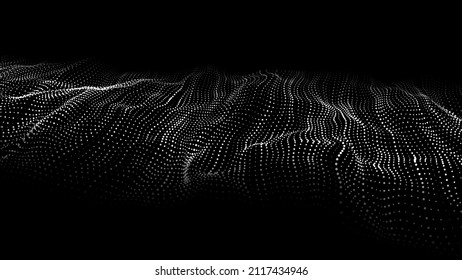 Wave of particles. Dynamic wave. Futuristic point wave. Big data technology background .Vector illustration