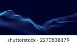 Wave of particles. Futuristic dots pattern on dark background. Big data digital code. Technology or Science Banner. 3D rendering. Vector illustration.
