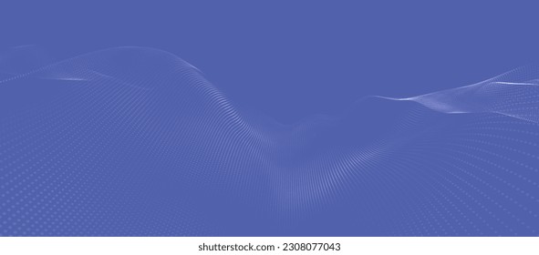 Wave of particles. Futuristic dots pattern on dark background. Big data digital code. Technology or Science Banner. 3D rendering. Vector illustration.
