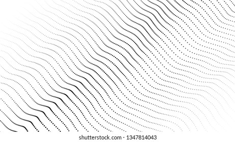 Wave of particles. Futuristic point wave. Vector illustration. Abstract background with a dynamic wave. Wave 3d
