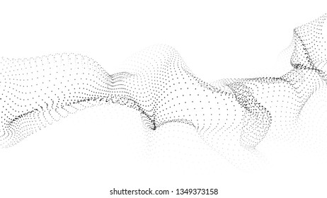 Ola de partículas. Ola puntera futurista. Ilustración vectorial. Fondo abstracto con una onda dinámica. Onda 3d