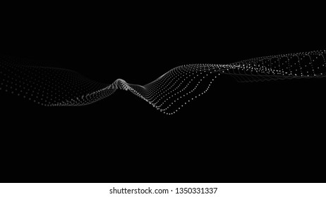 Ola de partículas. Ola puntera futurista. Ilustración vectorial.Fondo abstracto con una onda dinámica. Onda 3d