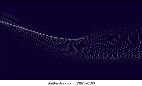Wave of particles. Futuristic point wave. Vector illustration. Abstract background with a dynamic wave. Wave 3d.