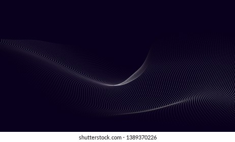 Wave of particles. Futuristic point wave. Vector illustration. Abstract background with a dynamic wave. Wave 3d.